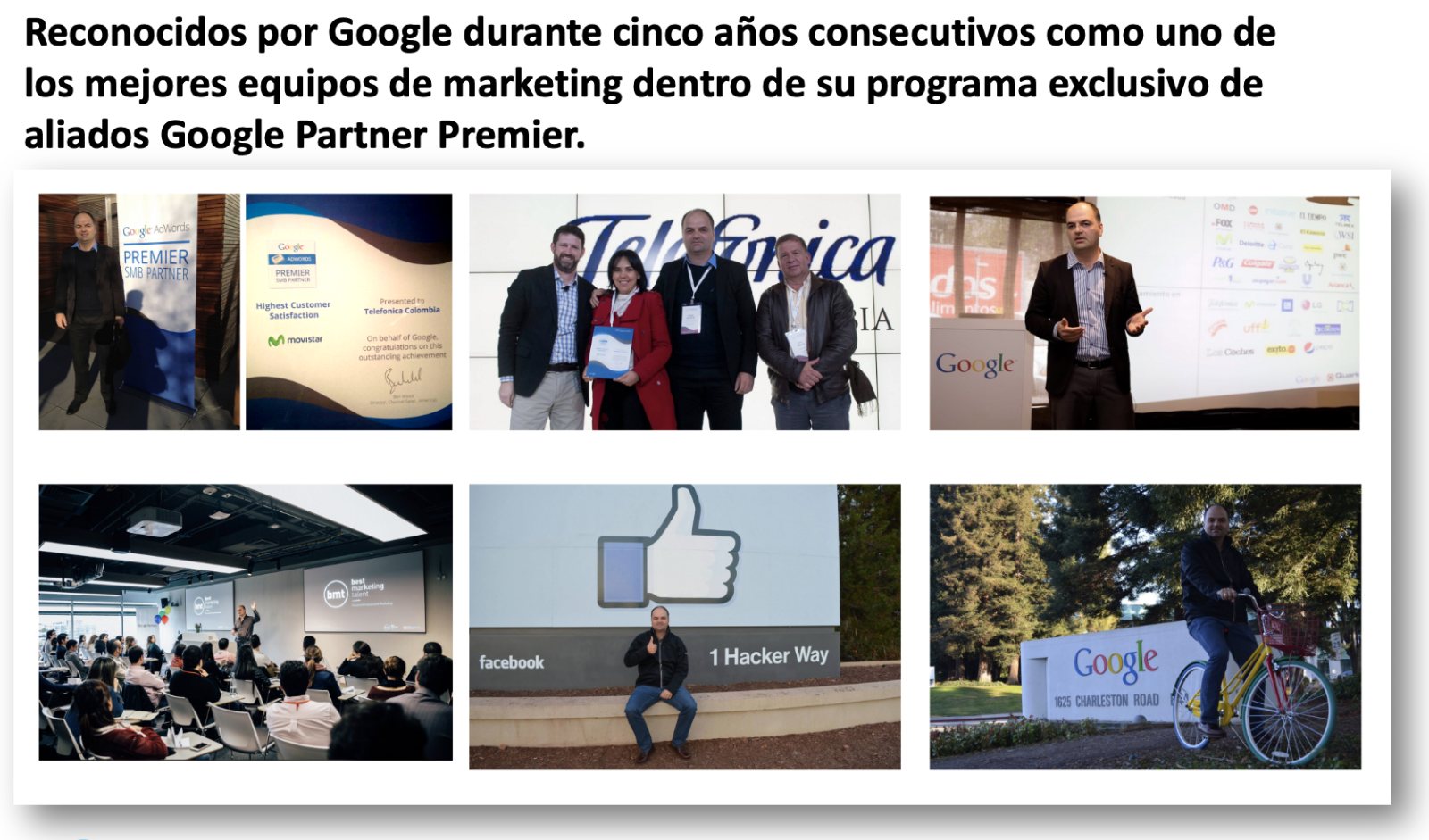 Reconocimientos de Google a bmt como Google Partner Premier durante cinco años consecutivos